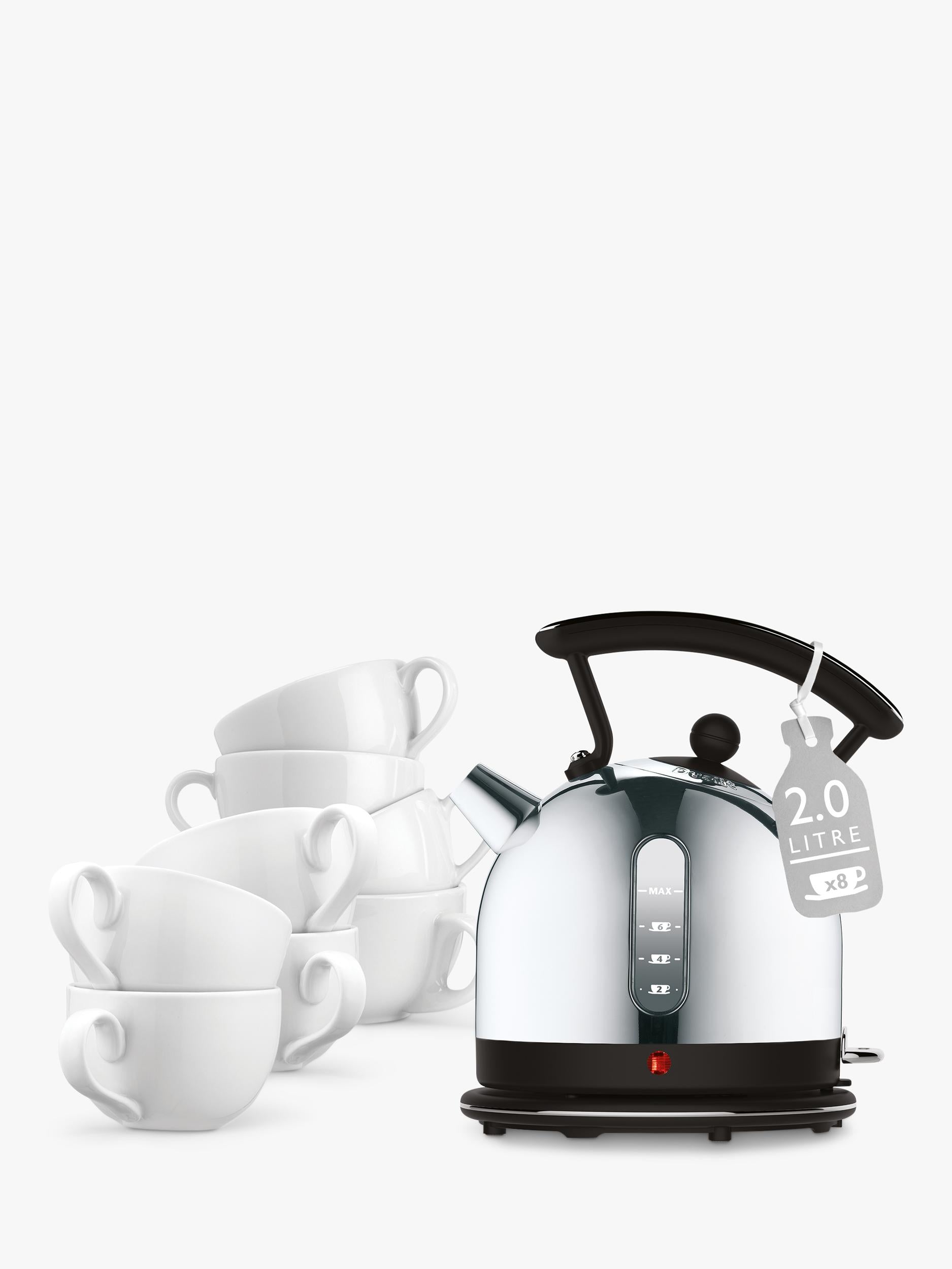 Dualit dome kettle Black/Steel 2L, imported from the UK