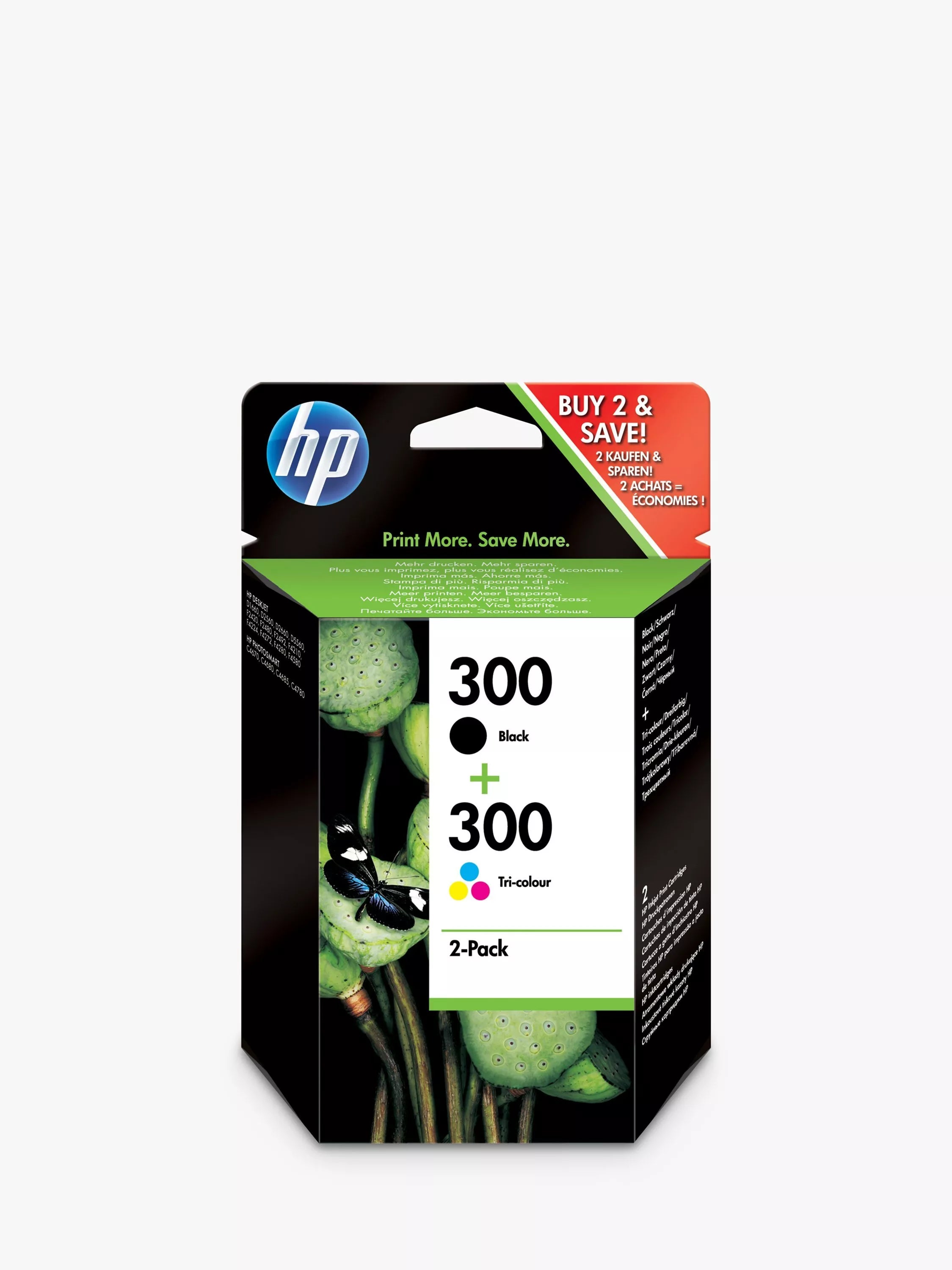 HP ink cartridges black and tri-colour pack of 2 (British brand)