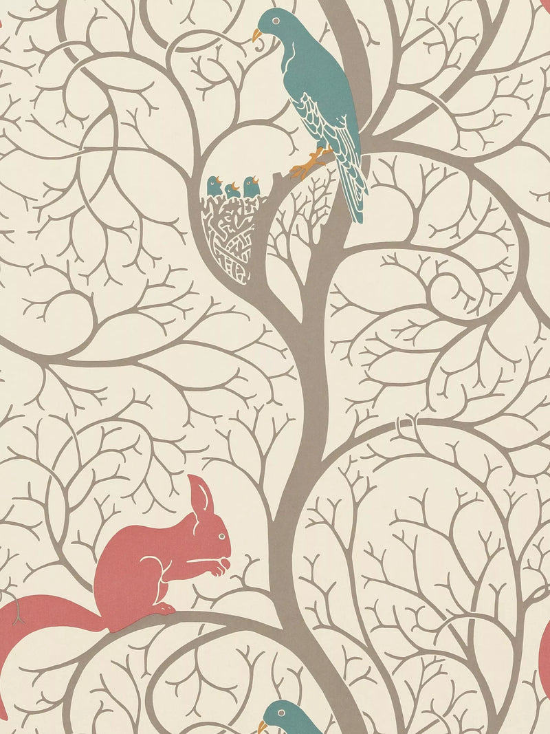 Sanderson Squirrel & Dove Spongeable Wallpaper