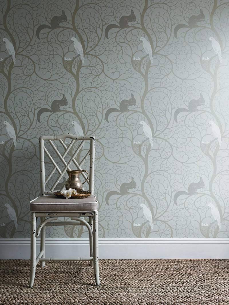 Sanderson squirrel and dove wallpaper (British brand)