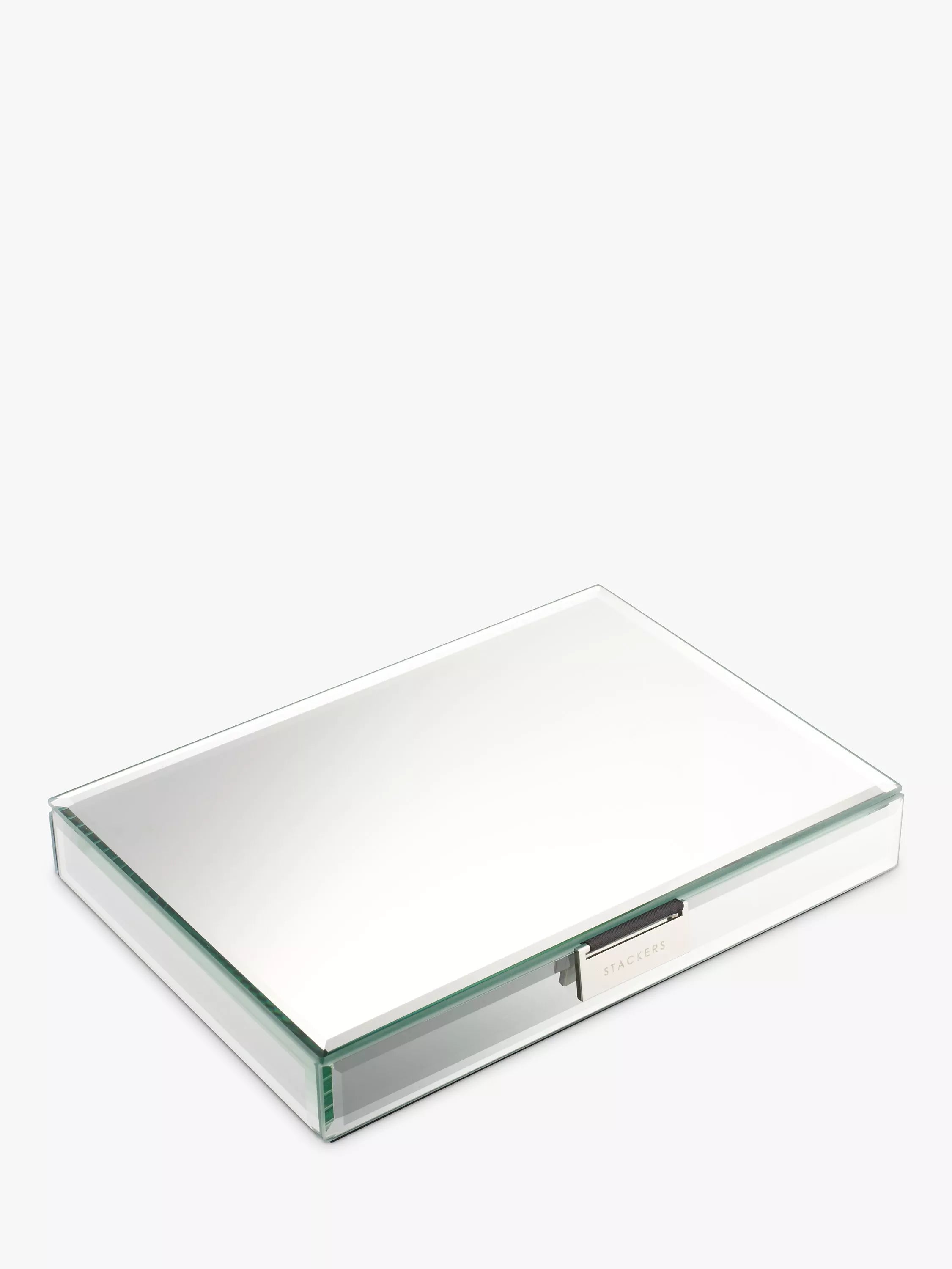 Glass jewellery box with lid and black faux suede lining (British brand)