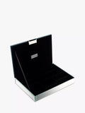 Glass jewellery box with lid and black faux suede lining (British brand)