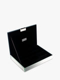 Glass jewellery box with lid and black faux suede lining (British brand)