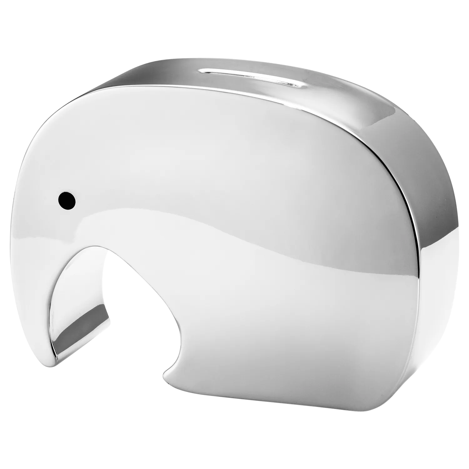 Georg Jensen Moneyphant large stainless steel money box, UK version