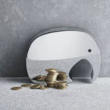 Georg Jensen Moneyphant large stainless steel money box, UK version