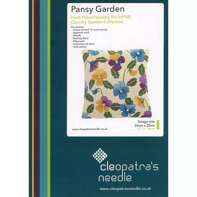 Cleopatra's Needle pansy pillow tapestry kit 25x25cm, UK version