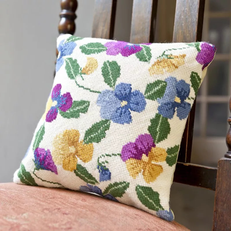 Cleopatra's Needle pansy pillow tapestry kit 25x25cm, UK version