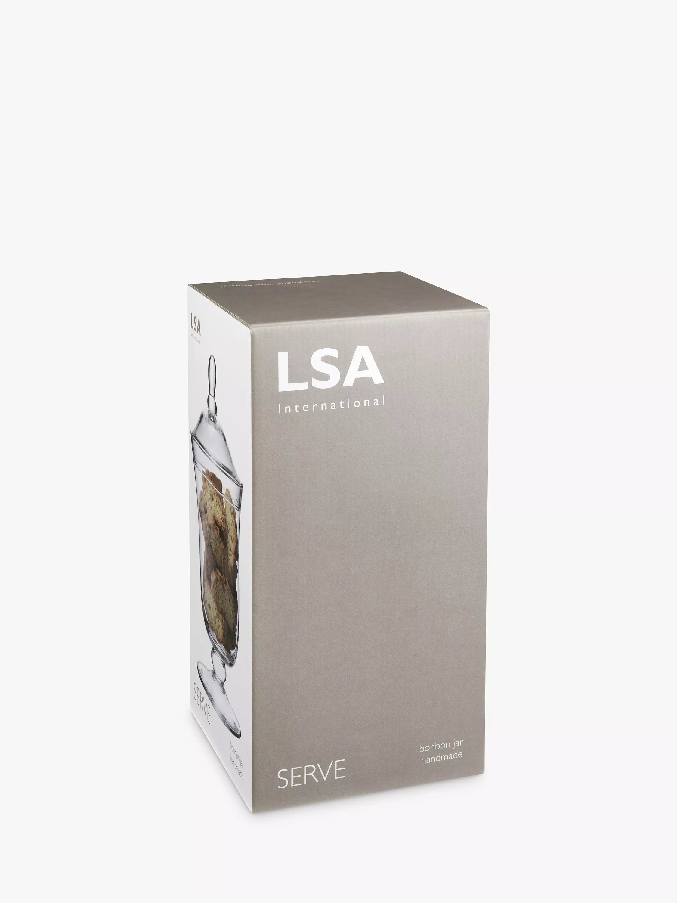 LSA International glass bonbon jar with lid 25.5cm (British brand)