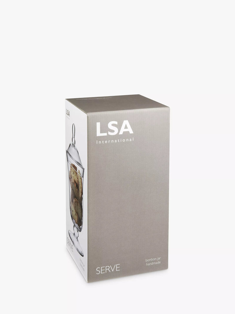 LSA International glass bonbon jar with lid 25.5cm (British brand)