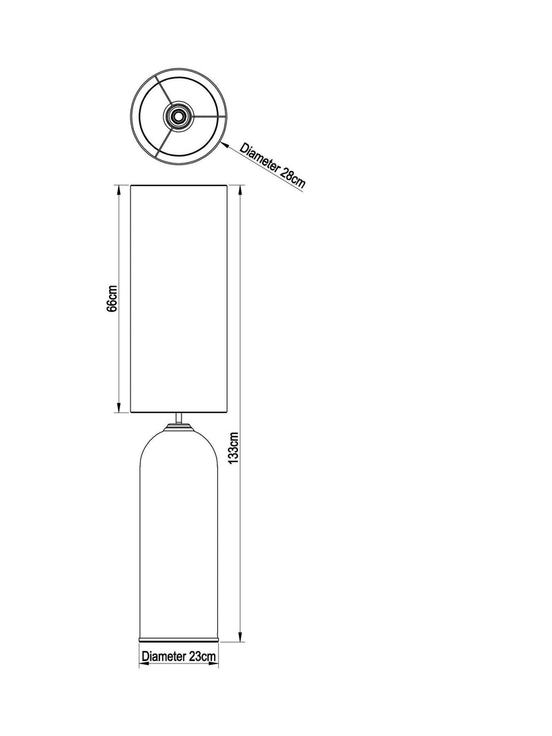 Gloucester floor lamp in brushed nickel with glass base and fabric shade, UK version