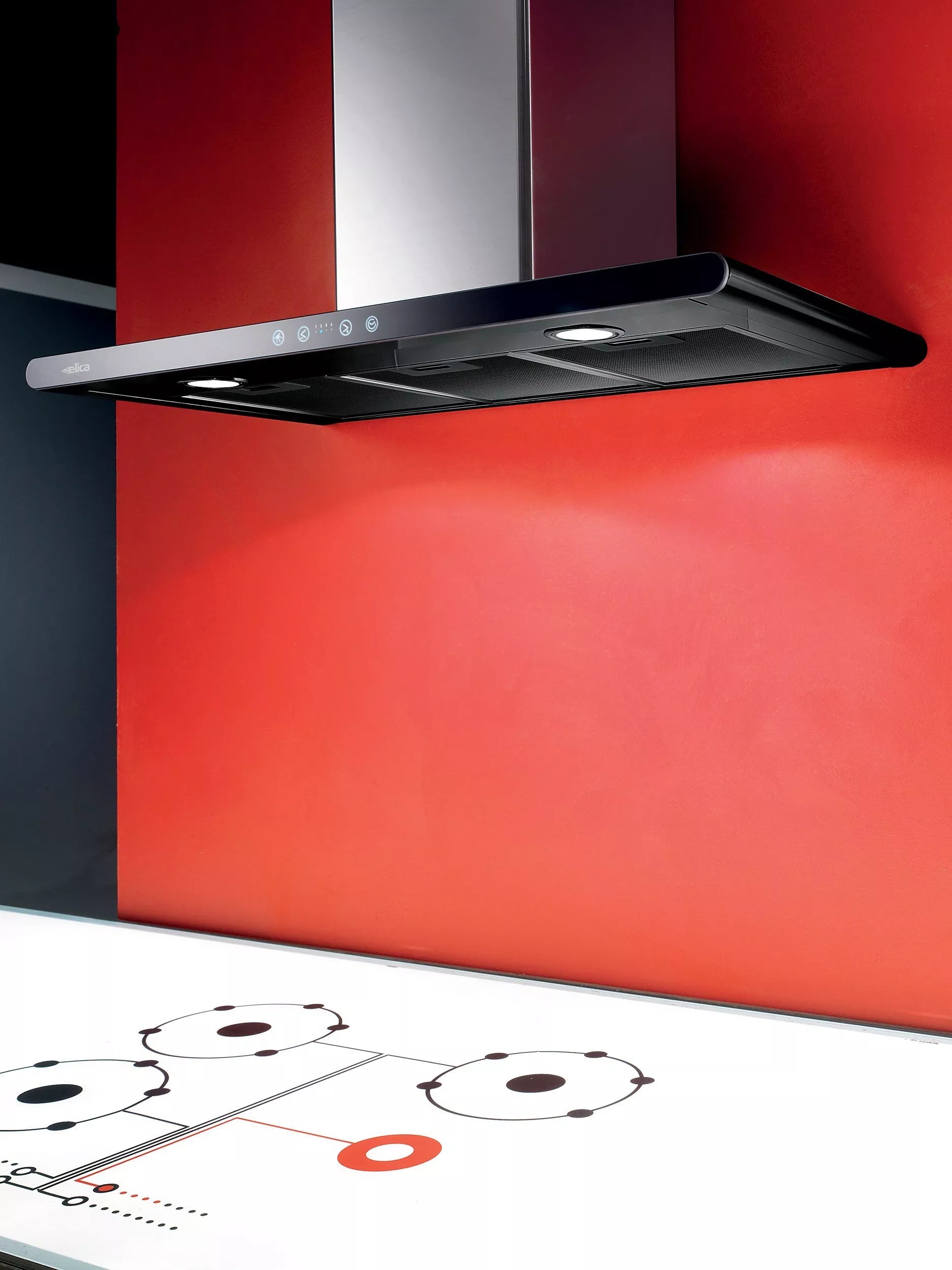 Elica Galaxy chimney hood 80cm stainless steel black glass (British brand)