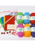 Buttonbag knitting kit for children with wool and needles, UK version