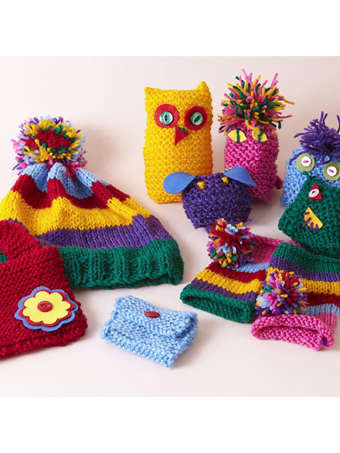 Buttonbag knitting kit for children with wool and needles, UK version