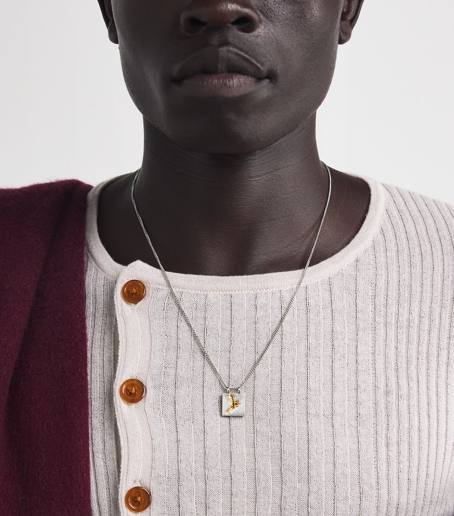 Tom Wood Mined necklace in sterling silver with tourmaline (British brand)