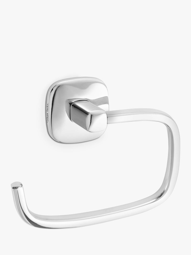 Robert Welch swing toilet roll holder with square design, imported from the UK