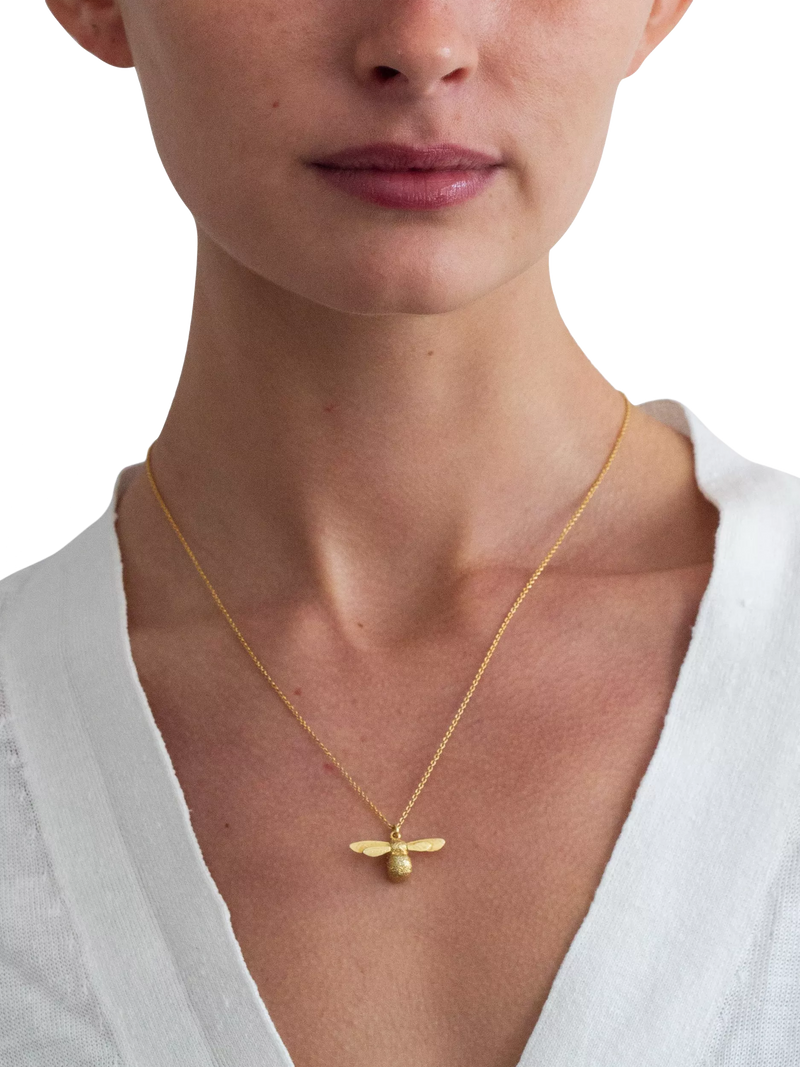 Alex Monroe Baby Bee gold plated necklace, imported from the UK