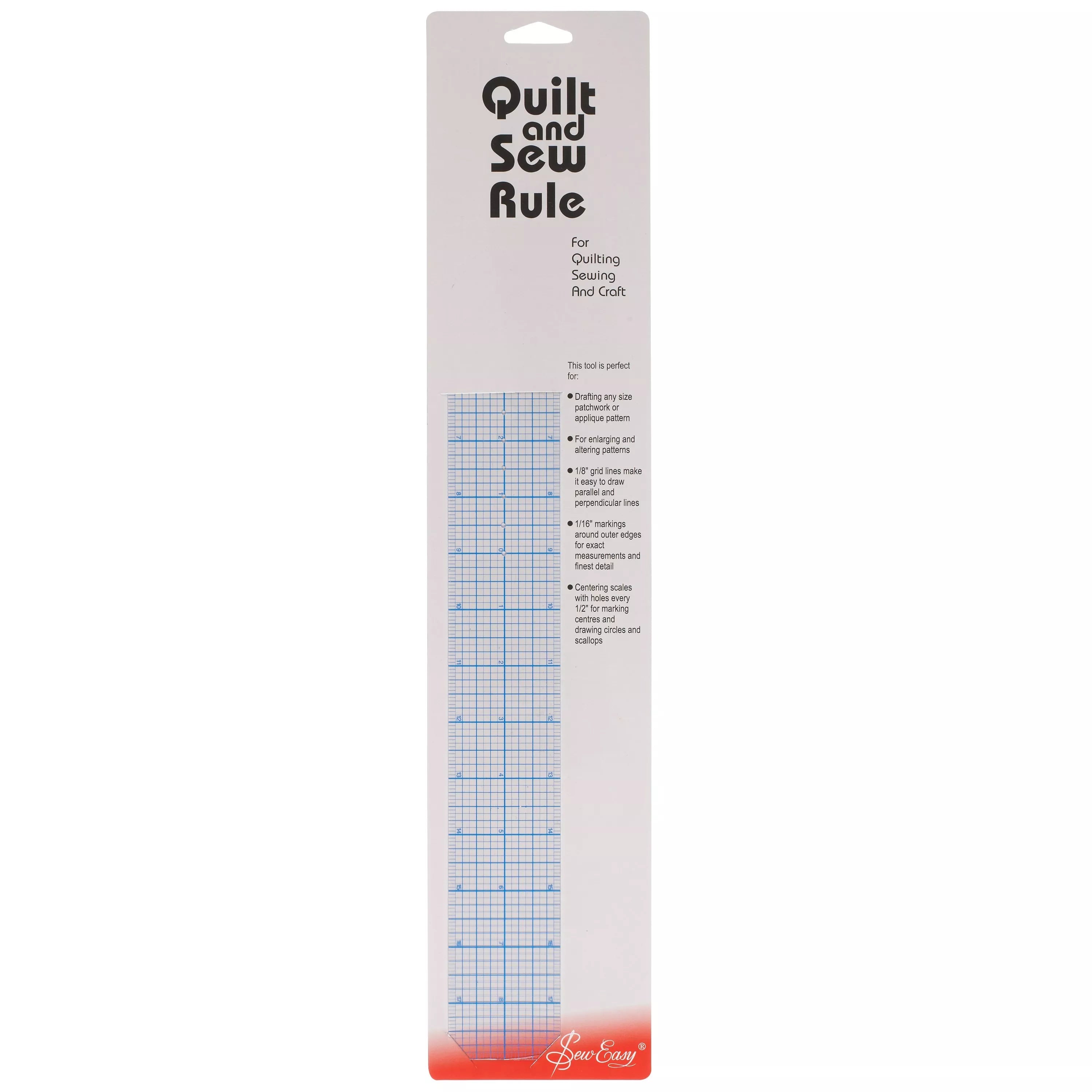 Sew Easy quilt and sew rule with markings, UK version