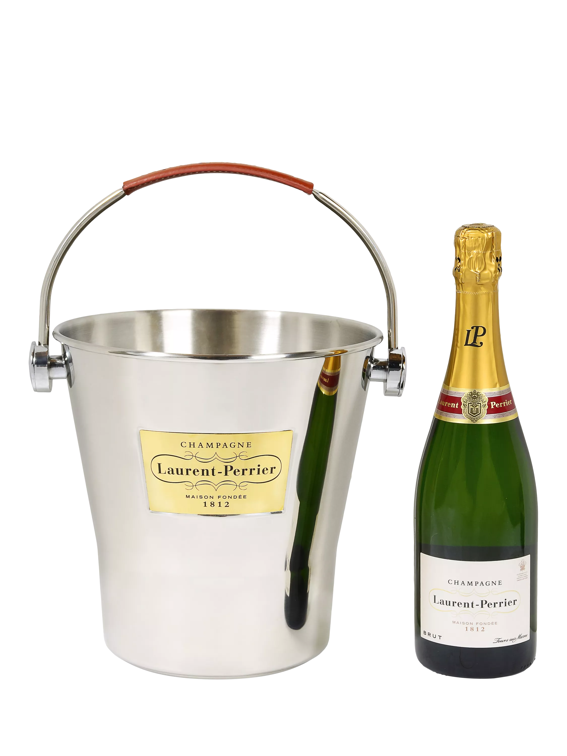 Laurent-Perrier Brut Champagne with silver ice bucket 75cl, UK version