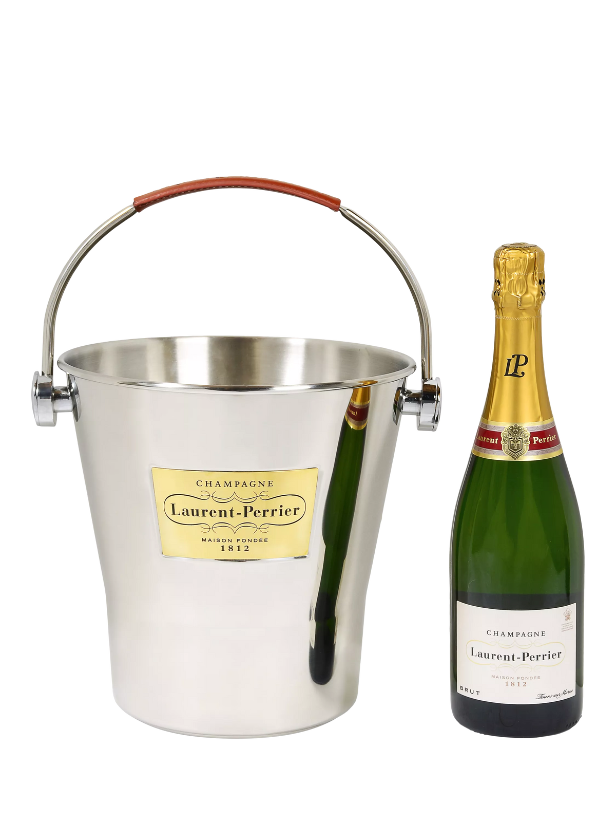 Laurent-Perrier Brut Champagne with silver ice bucket 75cl, UK version