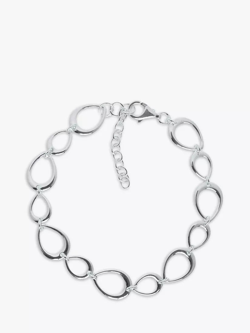 Nina B teardrop link bracelet sterling silver 20cm (British brand)