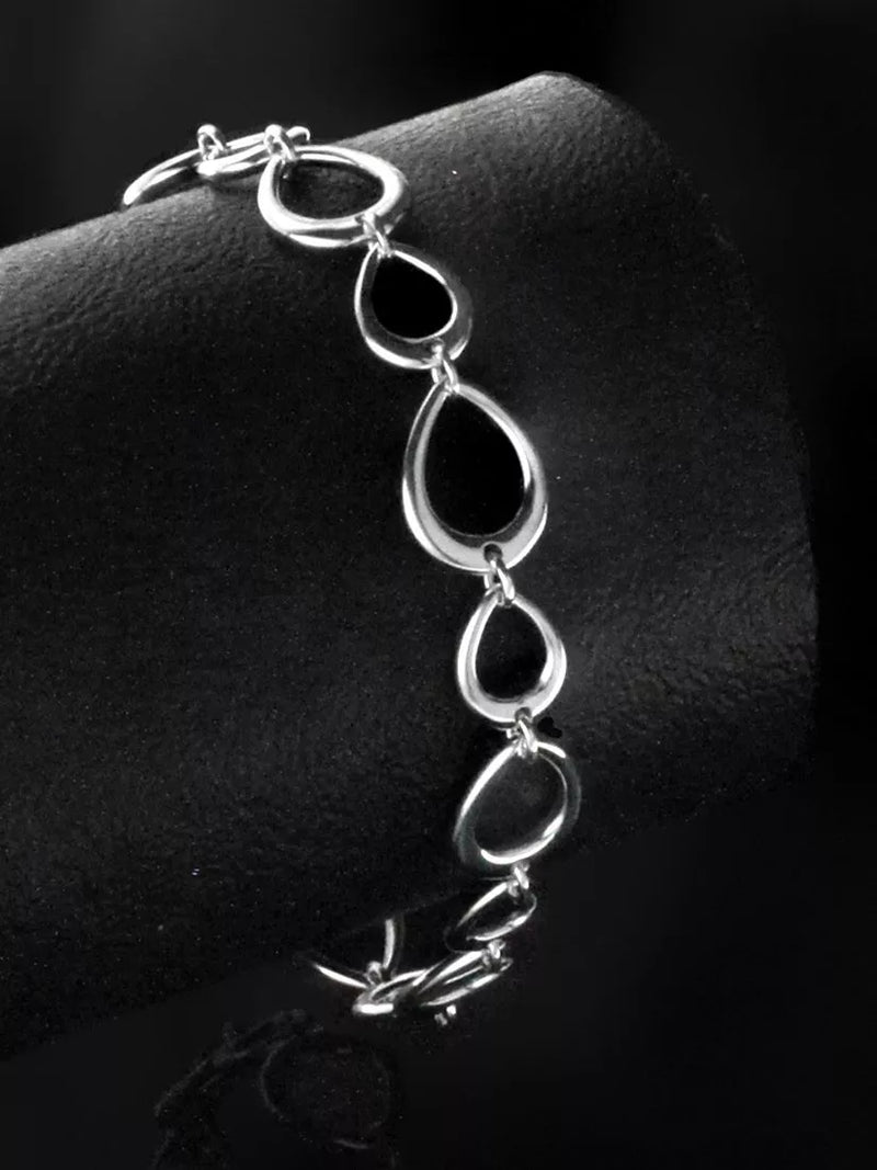 Nina B teardrop link bracelet sterling silver 20cm (British brand)