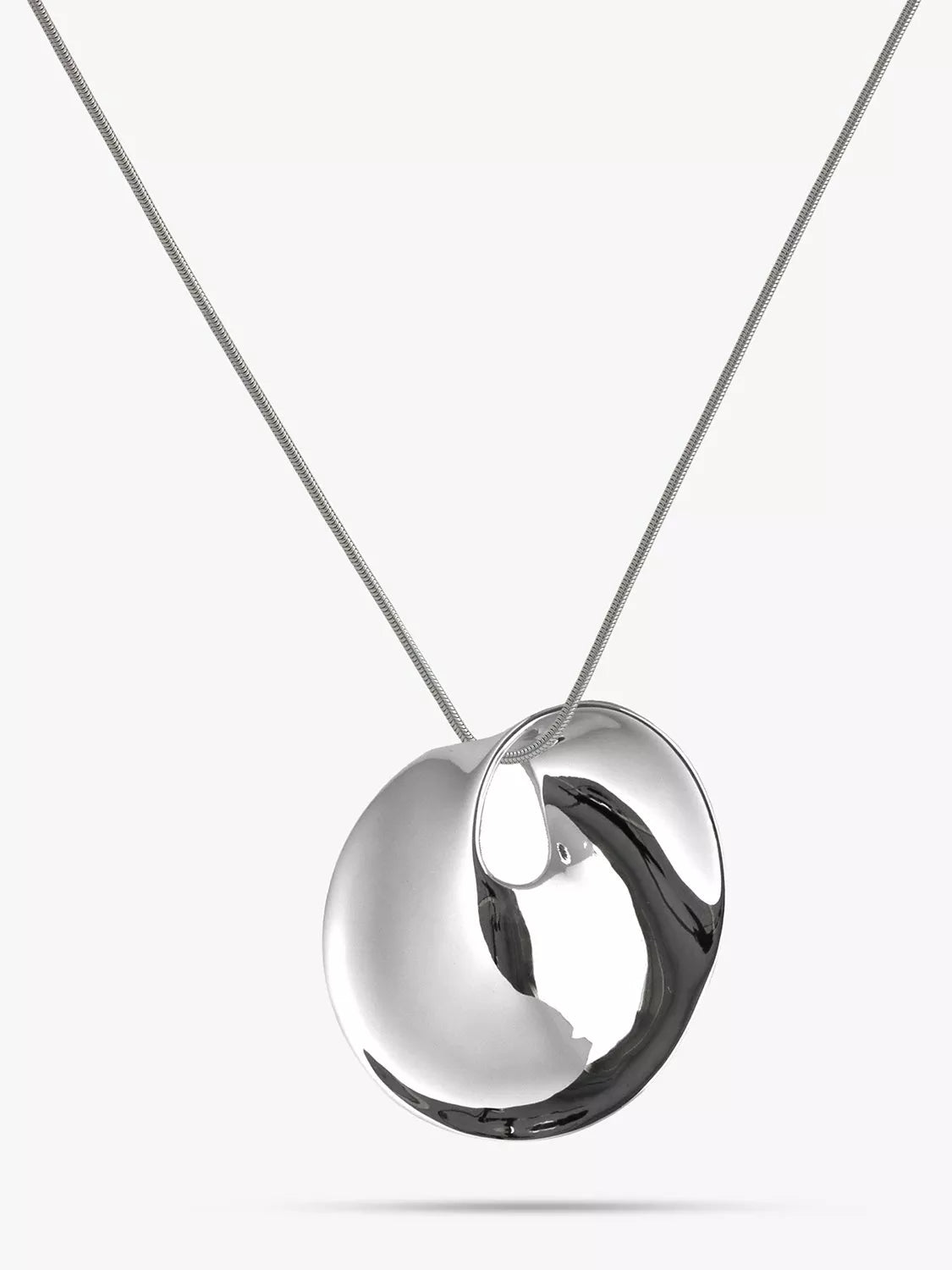 Nina B curved oval silver pendant with chain (British brand)