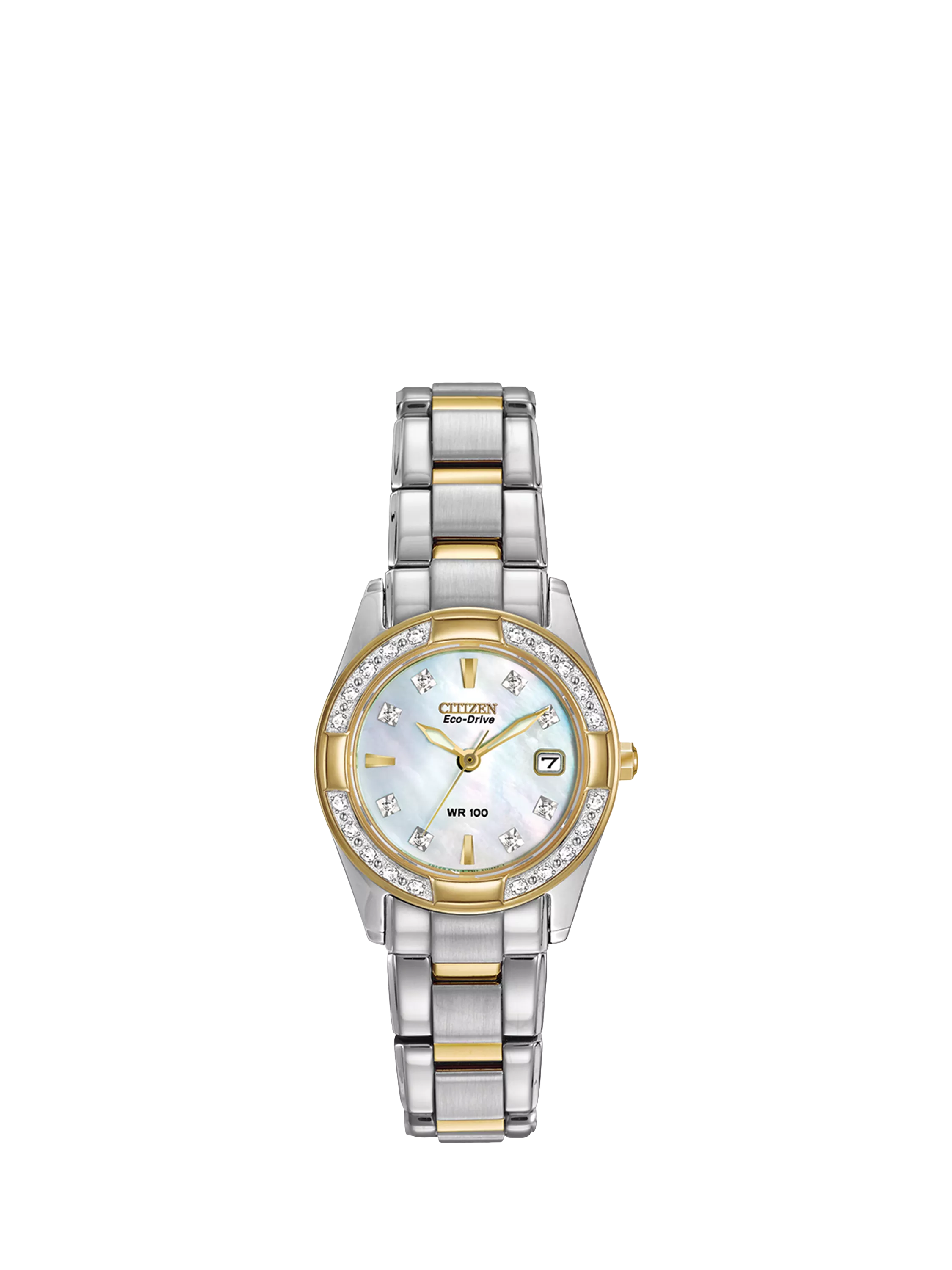 Citizen Eco-Drive women's watch diamond bezel mother-of-pearl dial - British product