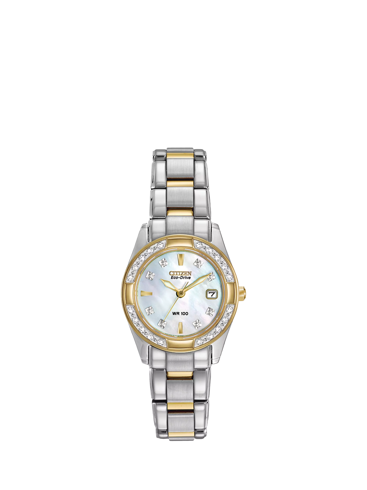Citizen Eco-Drive women's watch diamond bezel mother-of-pearl dial - British product