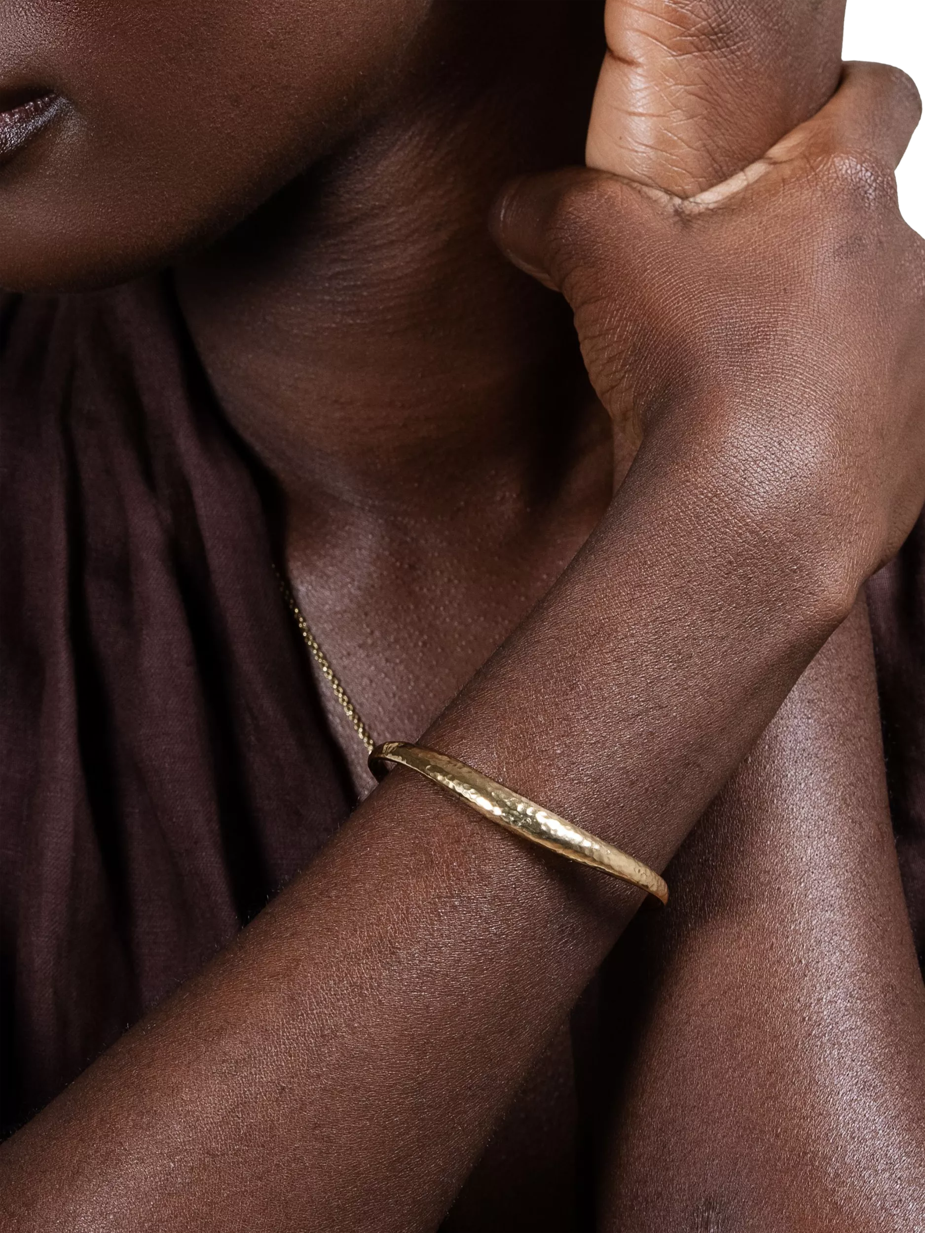 Dower & Hall Nomad curved torc bangle in gold vermeil - British product