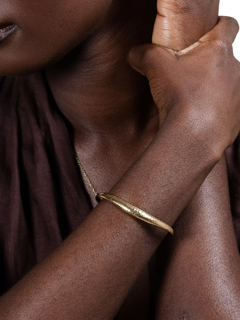Dower & Hall Nomad curved torc bangle in gold vermeil - British product