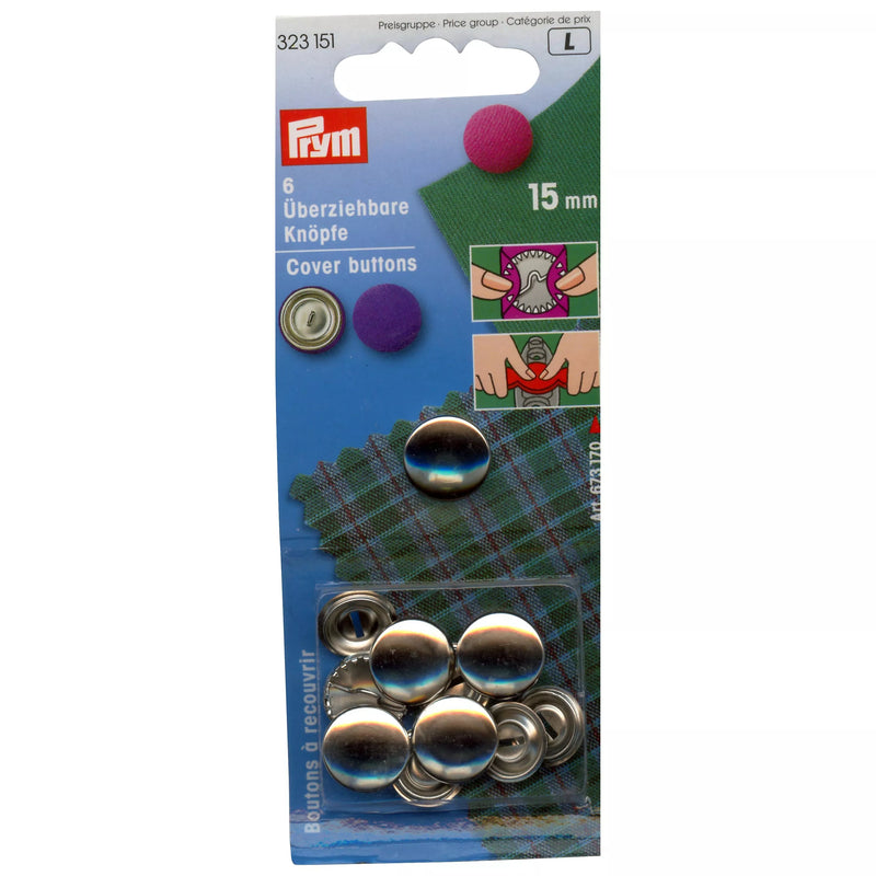 Prym metal cover buttons 15mm, UK version