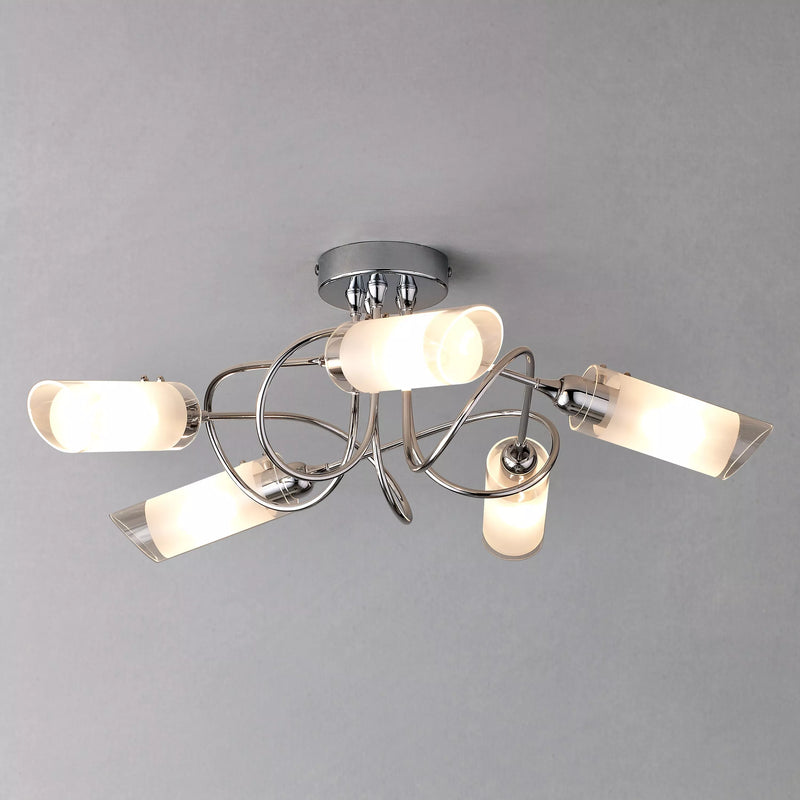 John Lewis Limbo Semi Flush 5 Arm Ceiling Light, Chrome