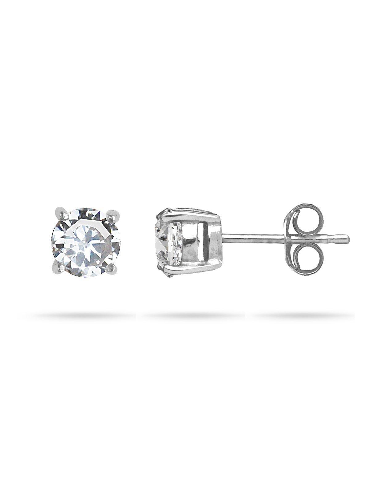 Nina B cubic zirconia stud earrings 0.6cm, UK version