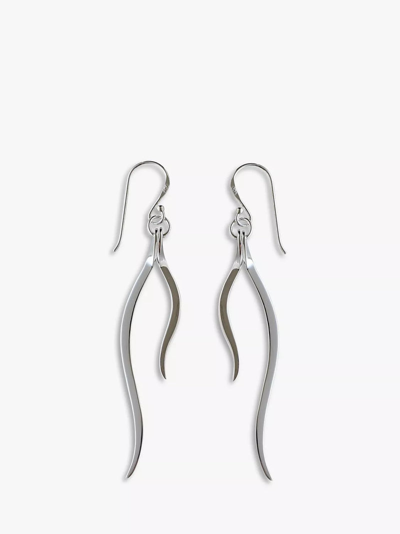 Nina B silver swirl drop earrings 6.5cm - British product