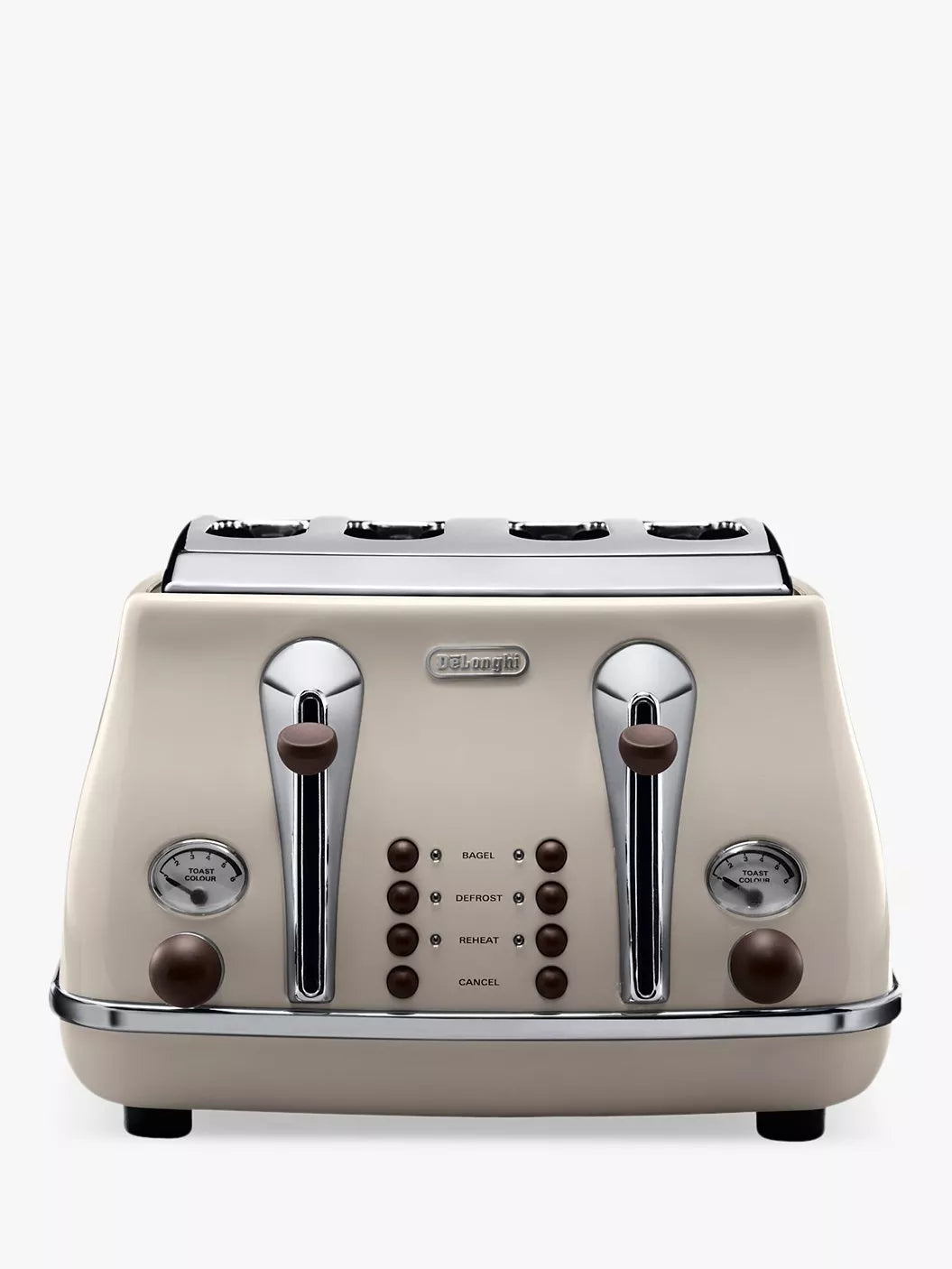 De'Longhi 4-slice vintage icona toaster in cream - British product