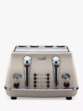 De'Longhi CTOV4003BG Vintage Icona Toaster, 4-Slice, Cream