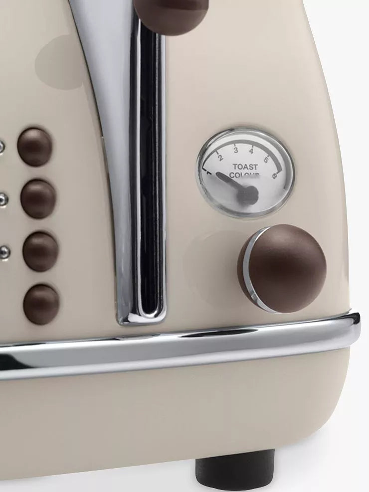 De'Longhi 4-slice vintage icona toaster in cream - British product