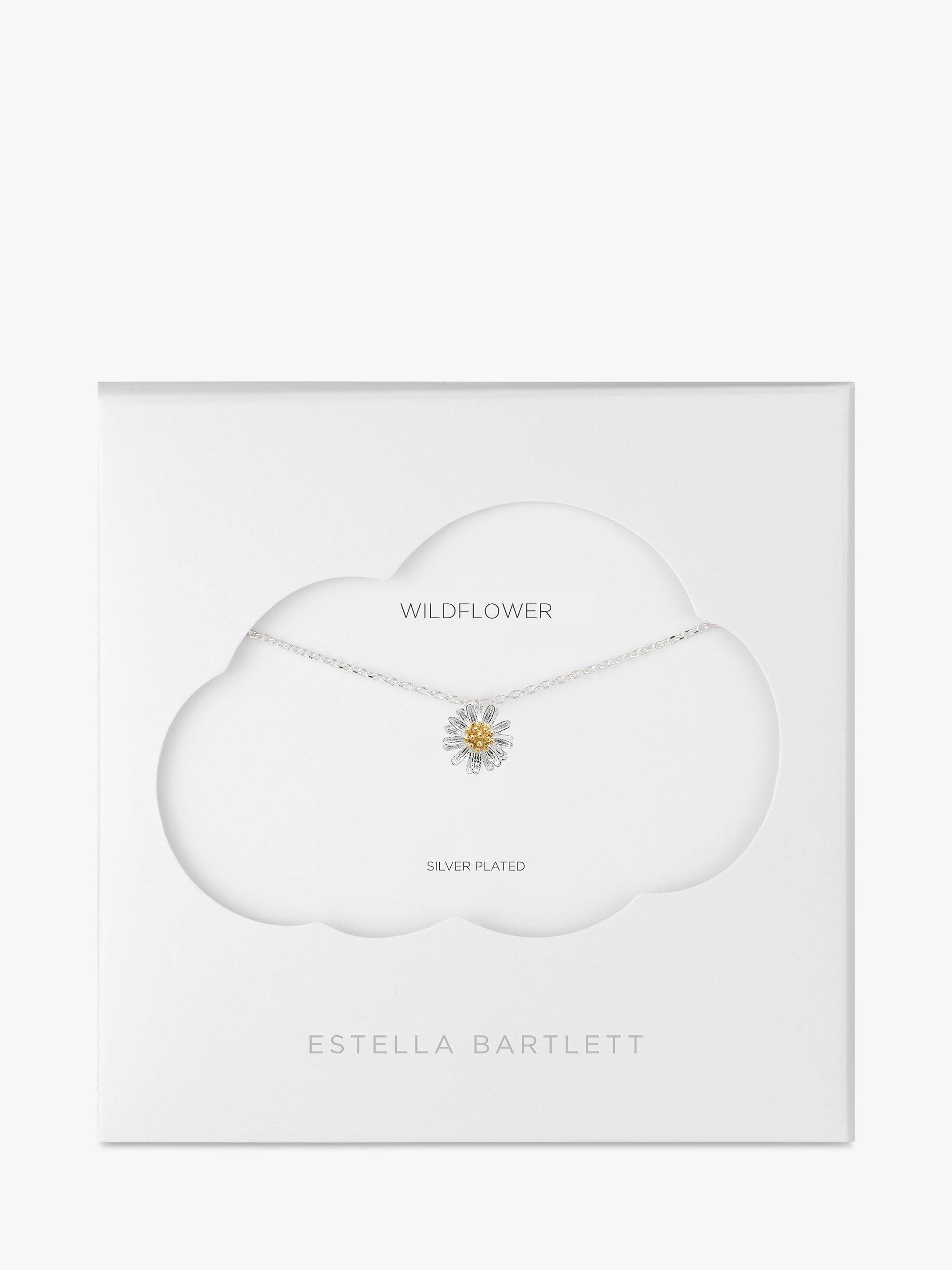 Estella Bartlett daisy flower pendant necklace with silver-toned chain - British product