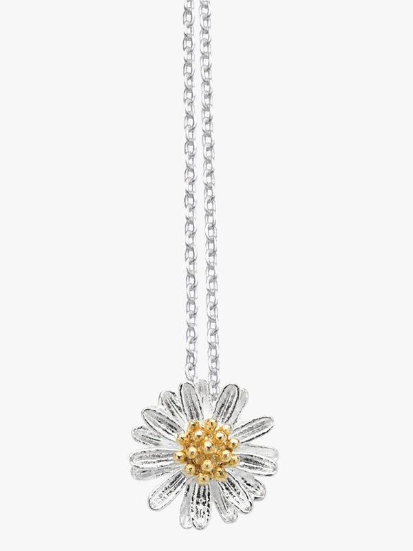 Estella Bartlett daisy flower pendant necklace with silver-toned chain - British product