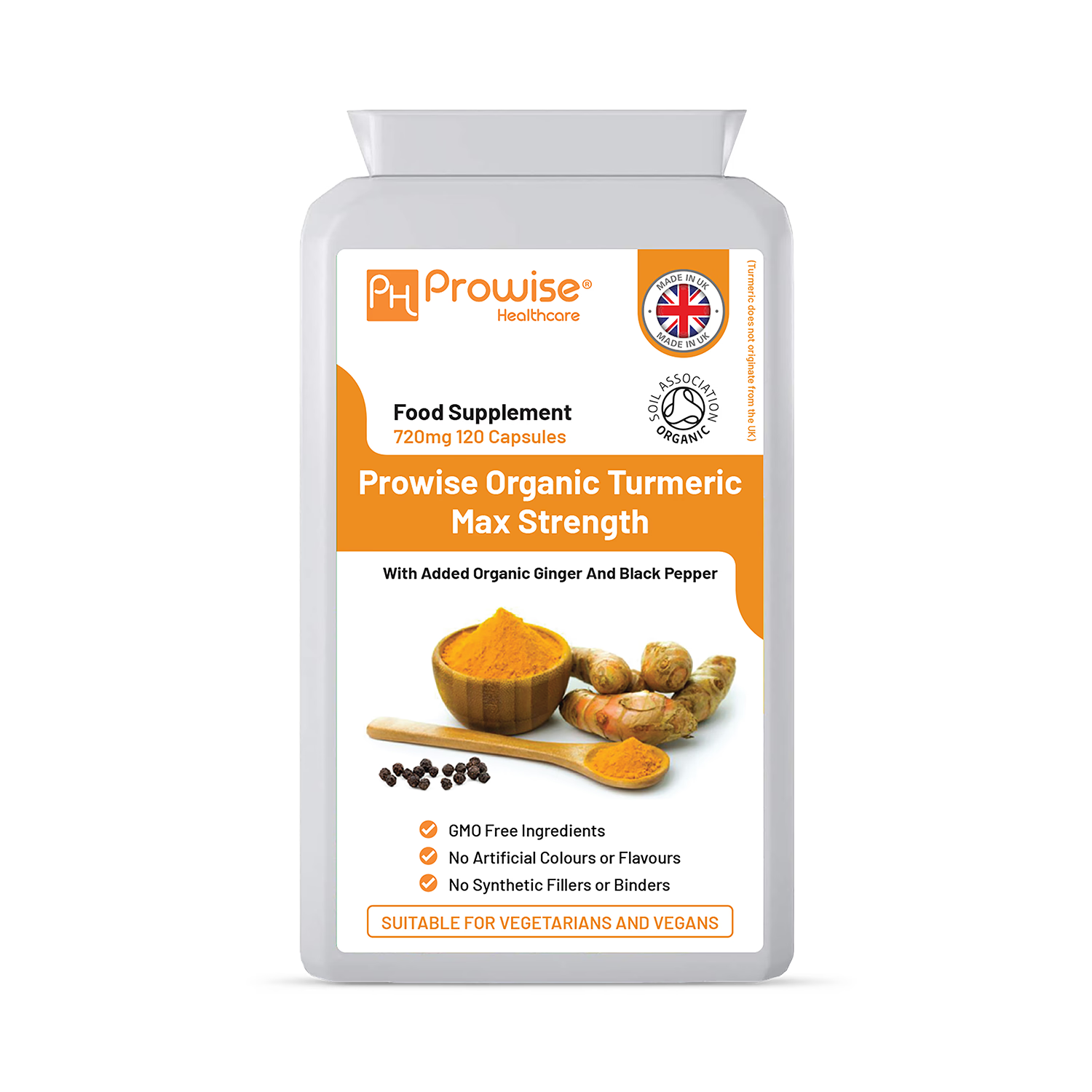 Prowise Healthcare turmeric ginger black pepper 120 capsules (British brand)
