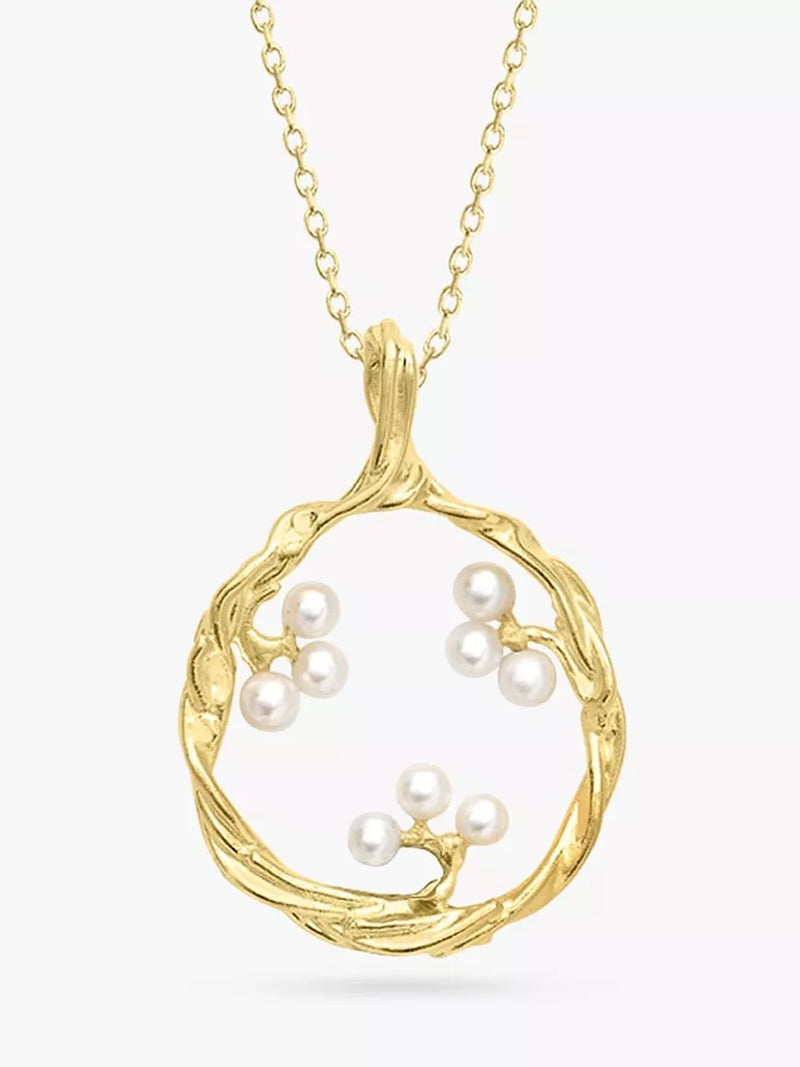 London Road Willow Pearl pendant necklace 9ct yellow gold (British brand)