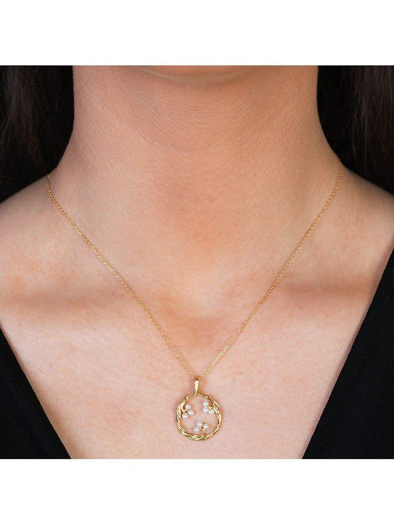 London Road Willow Pearl pendant necklace 9ct yellow gold (British brand)