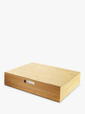 Robert Welch oak cutlery canteen with grey velvet lining, UK version