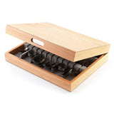 Robert Welch oak cutlery canteen with grey velvet lining, UK version