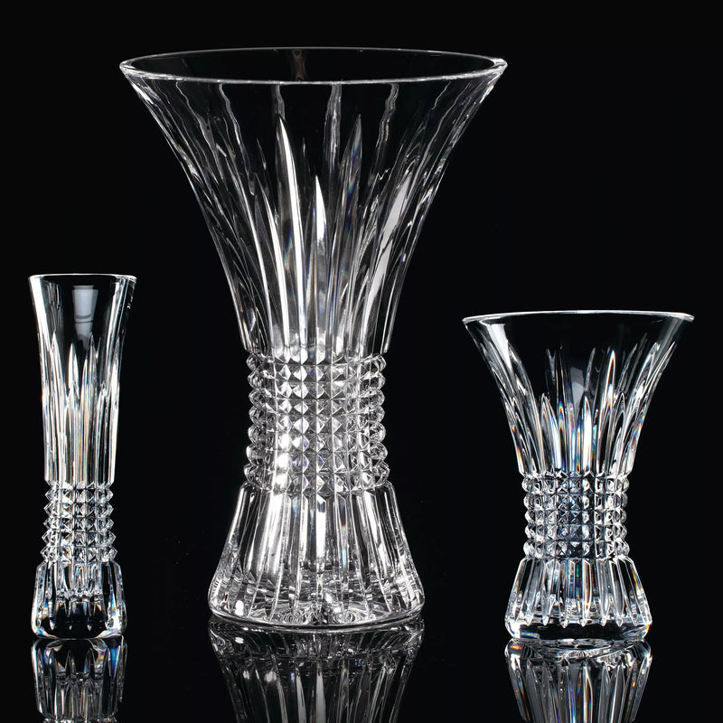 Waterford crystal diamond cut vase in clear, 20cm height (British brand)