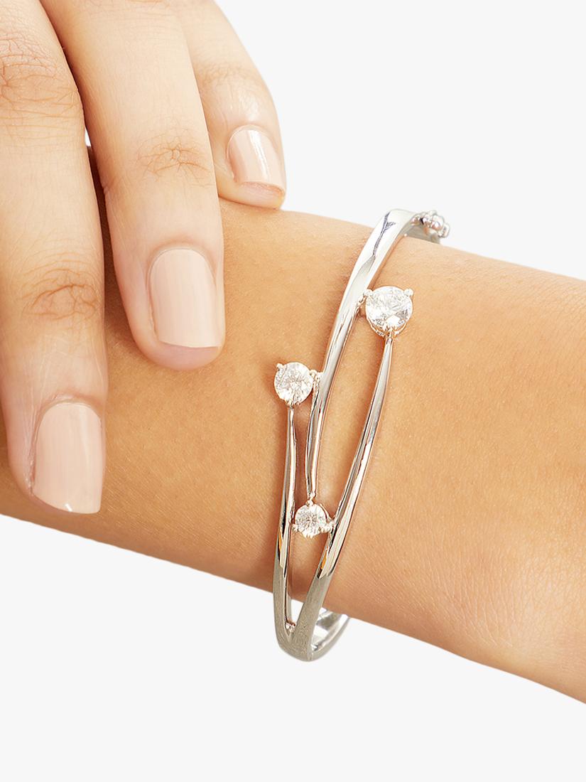 Jools by Jenny Brown cubic zirconia overlapping bangle silver (British brand)