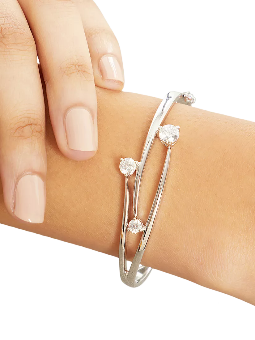 Jools by Jenny Brown cubic zirconia overlapping bangle silver (British brand)