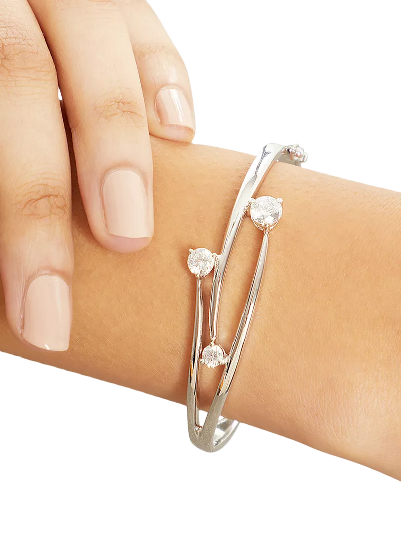 Jools by Jenny Brown cubic zirconia overlapping bangle silver (British brand)