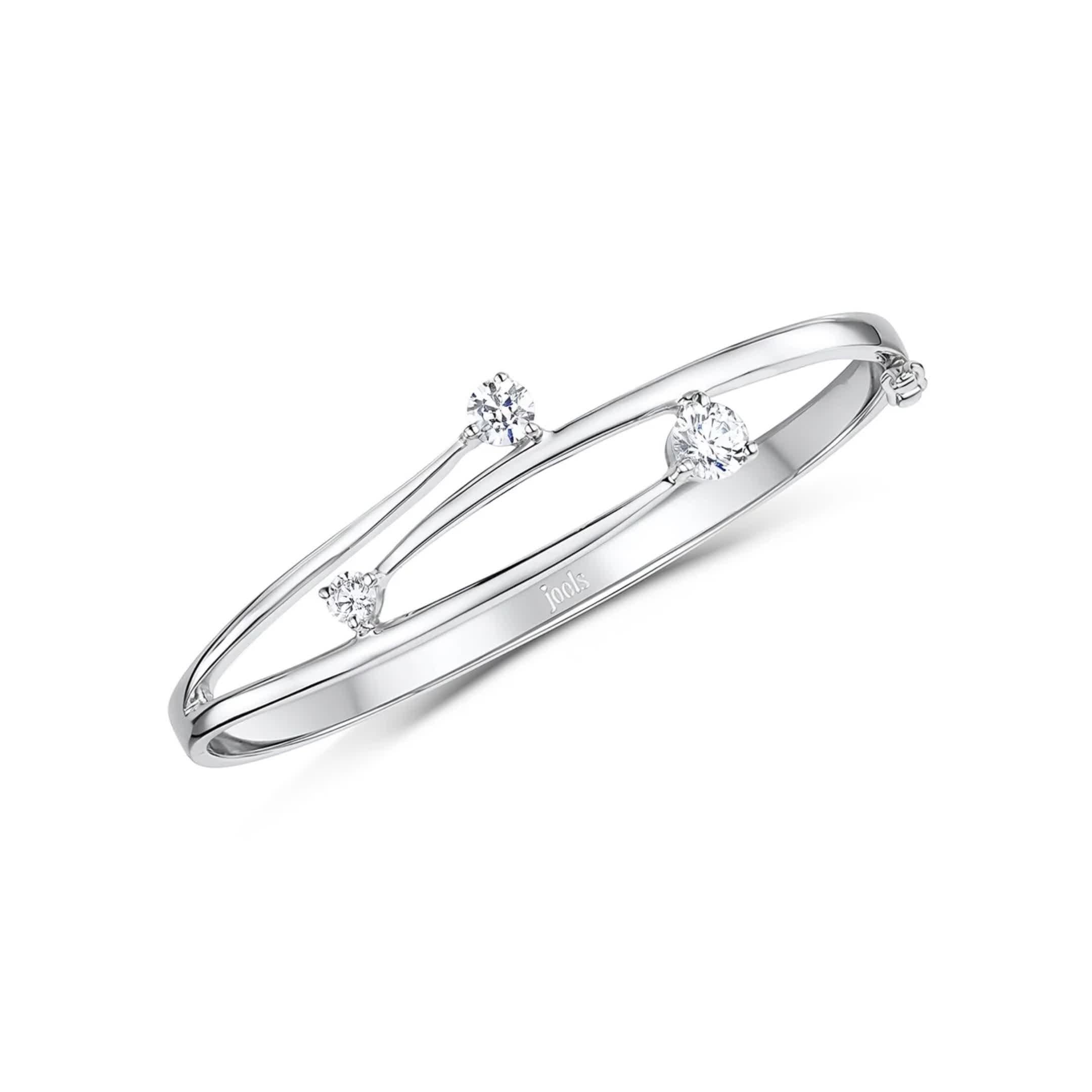 Jools by Jenny Brown cubic zirconia overlapping bangle silver (British brand)