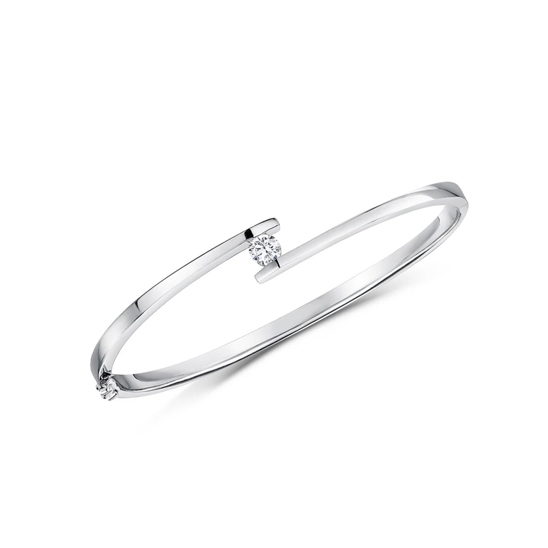 Jools by Jenny Brown silver cubic zirconia bangle (British brand)